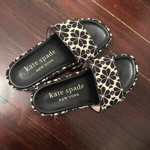 Black & white Kate Spade New York slides